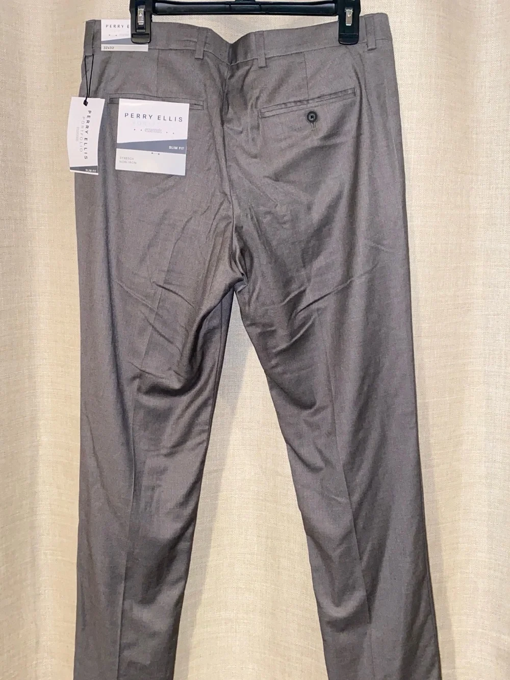 Perry Ellis Men's Slim Fit Dress Pants in Charcoal Gray